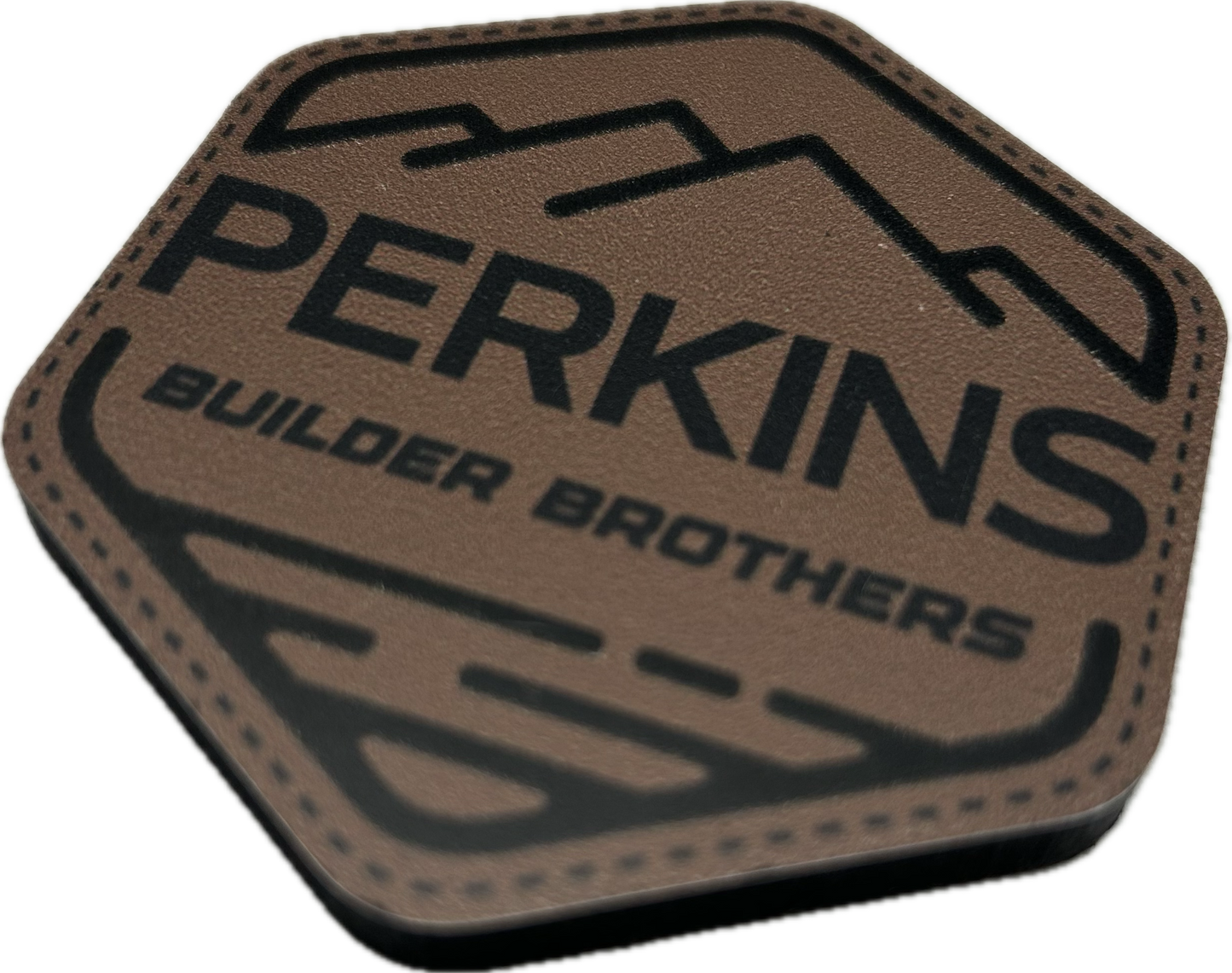 Imán de parche de piel sintética - Logotipo de Perkins Builder Brothers