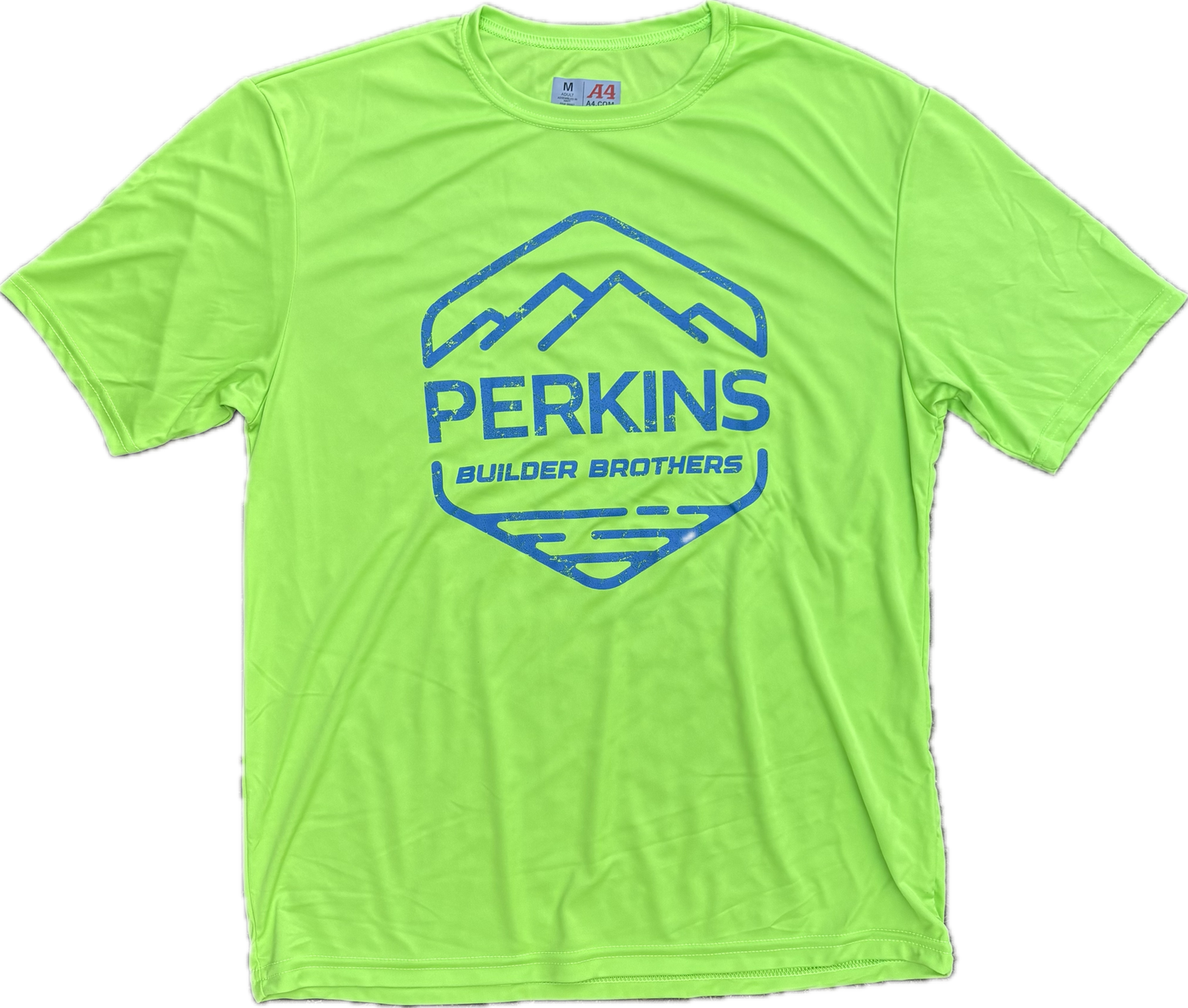 Camiseta para hombre - Carbón vegetal - Logotipo desgastado de Perkins Builder Brothers