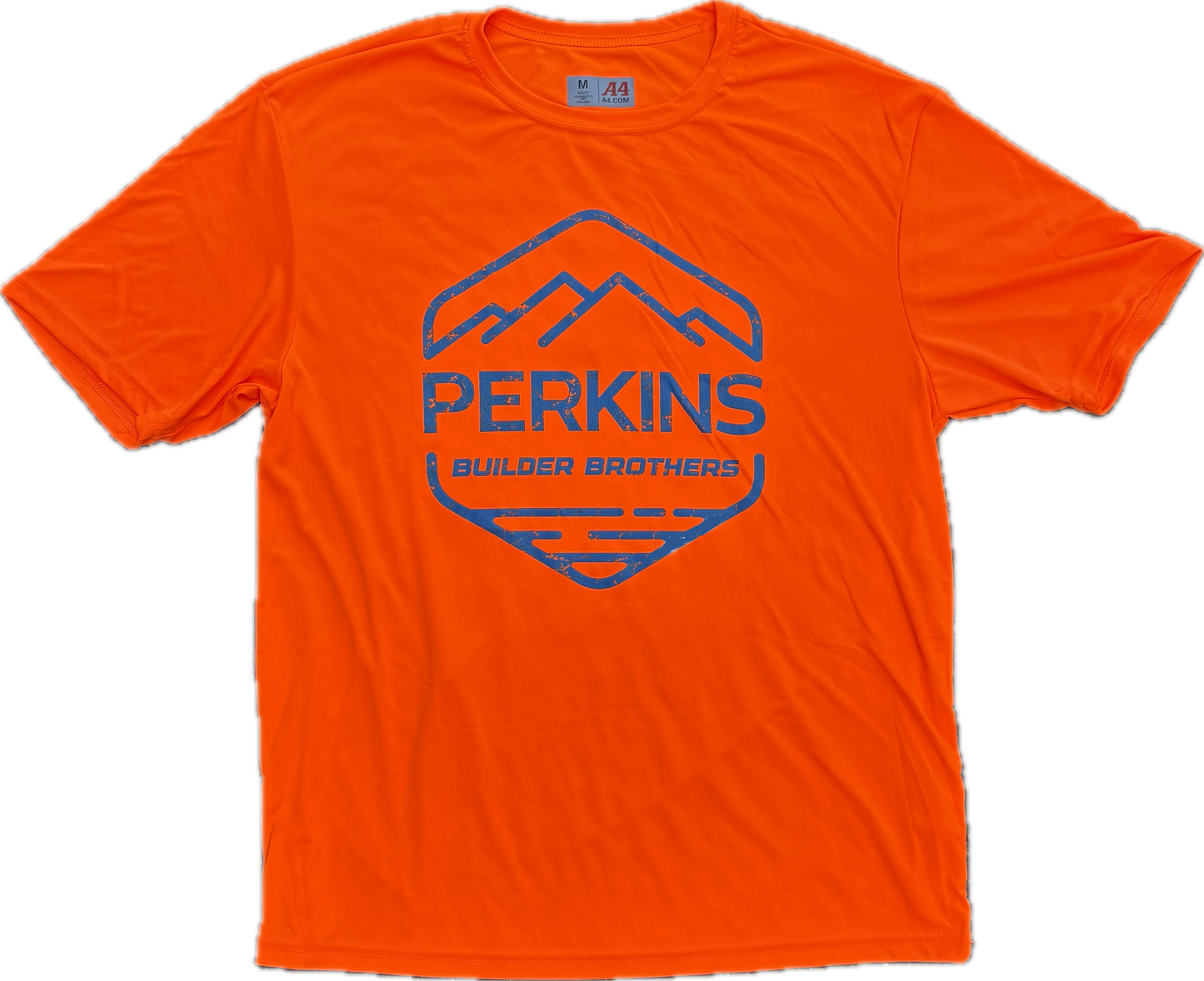 Camiseta para hombre - Carbón vegetal - Logotipo desgastado de Perkins Builder Brothers