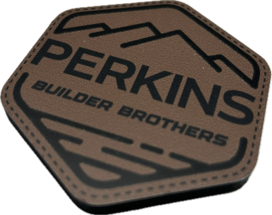 Faux Leather Patch Magnet - Perkins Builder Brothers Logo