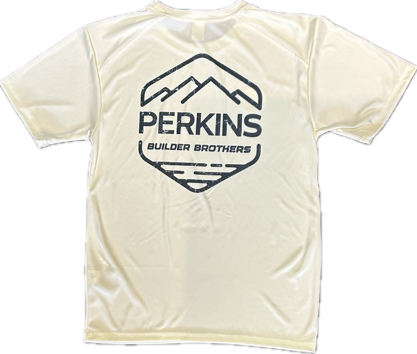 UPF 50+ Short Sleeve No-Sun Shirt - Pale Yellow - Perkins Builder Brothers Distressed Logo