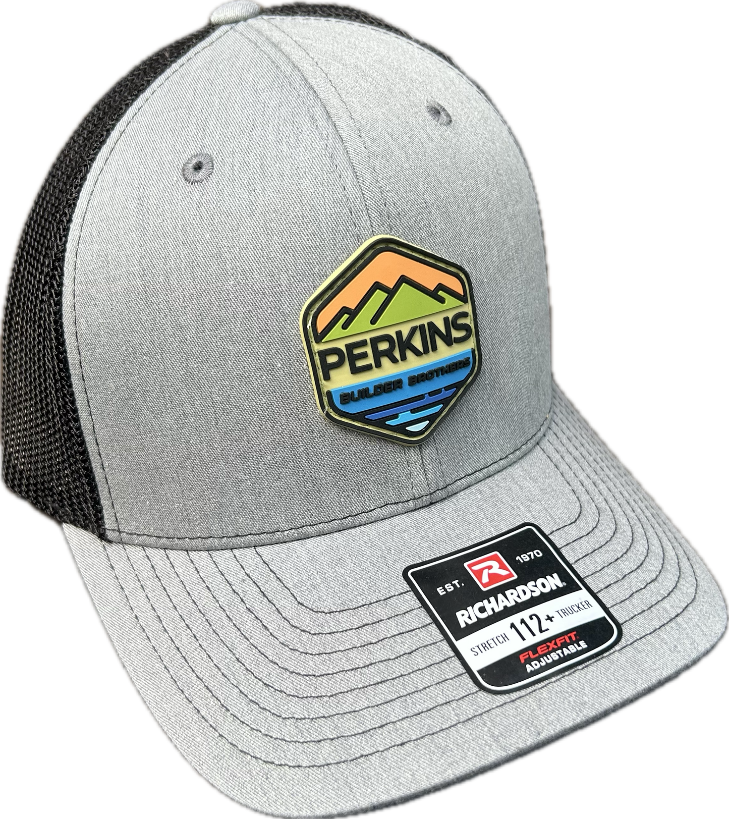 Perkins Builder Brothers sombrero con parche de goma negro y gris