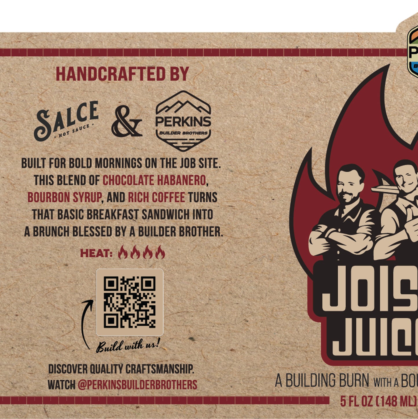 JOIST JUICE Hot Sauce - Perkins Builder Brothers & Salce Collaboration - 5 fl. oz./148ml