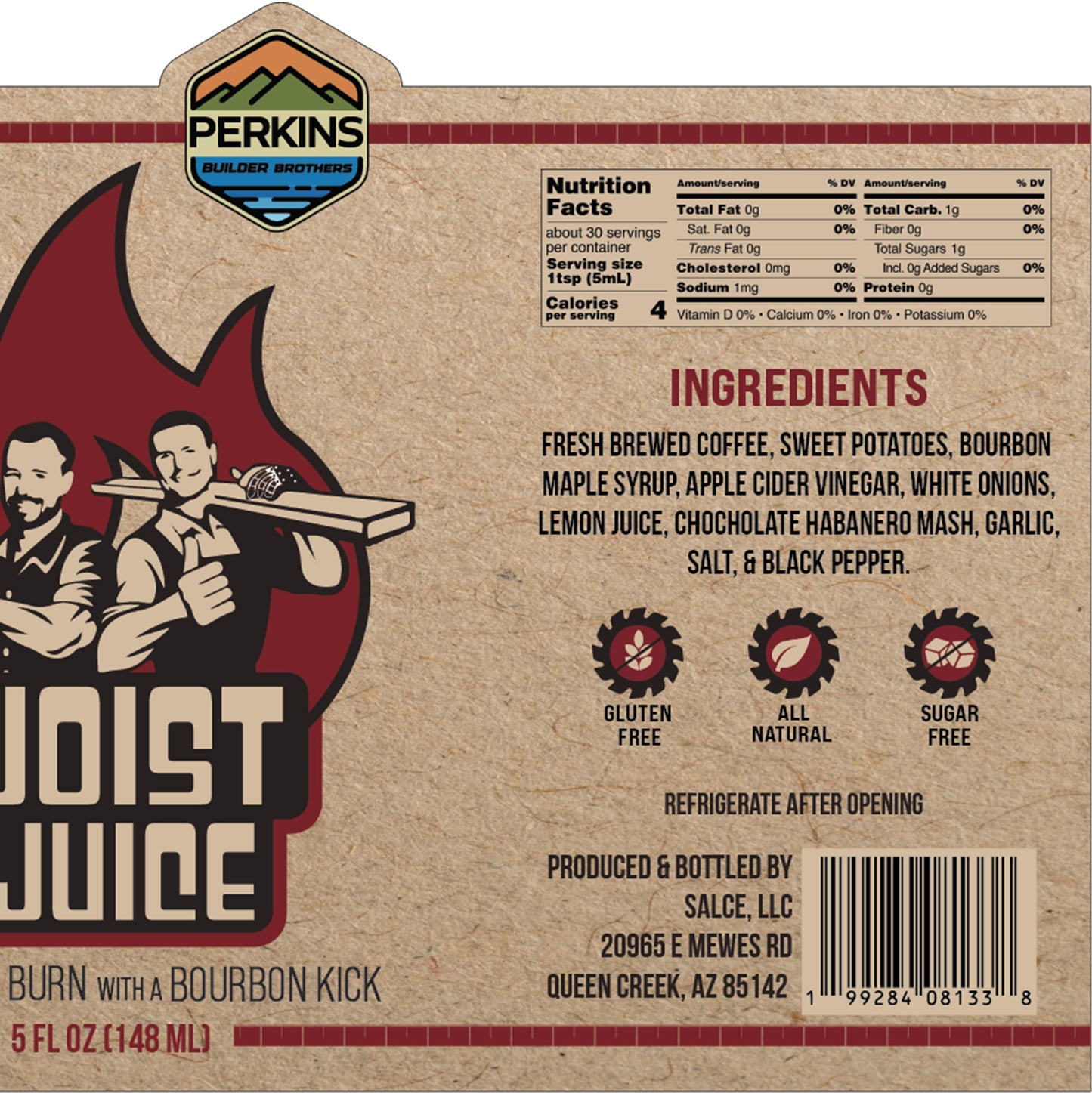 JOIST JUICE Hot Sauce - Perkins Builder Brothers & Salce Collaboration - 5 fl. oz./148ml